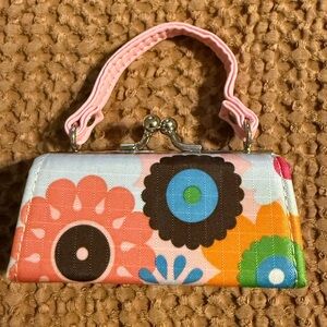 TIC TOK Mini Handbag Lipstick Coin Purse Retro Floral Bold Colorful Snap Handle‎